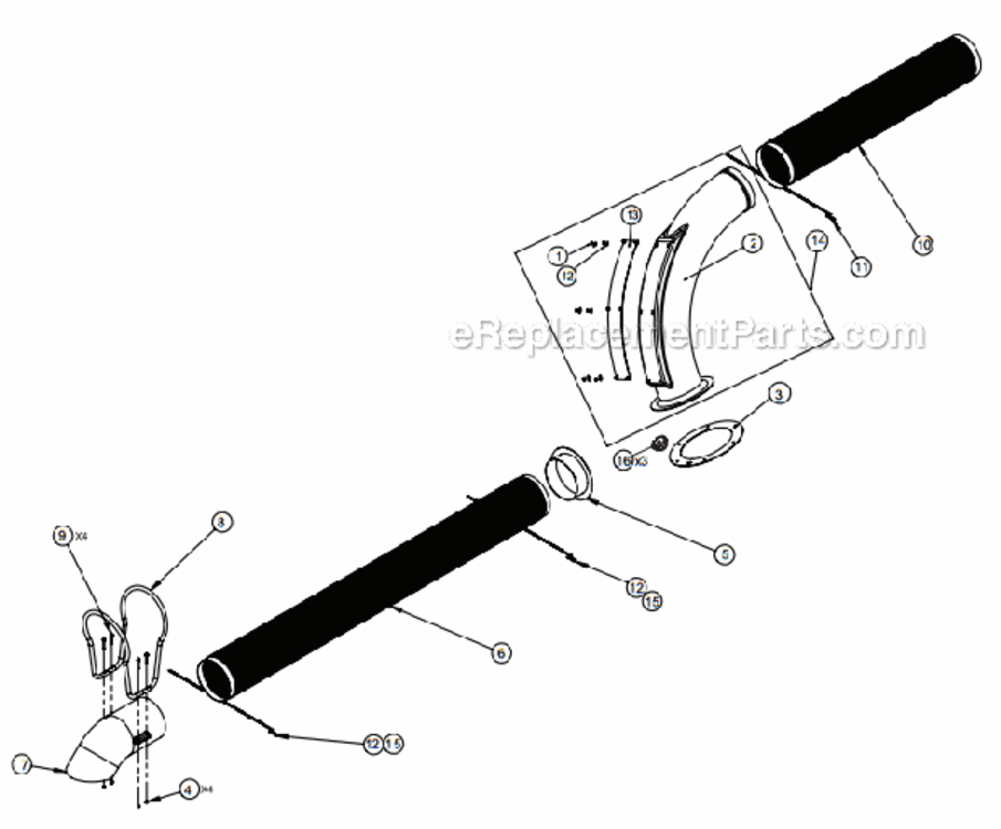 Hose_Assembly Diagram and Parts List for 8272-00-01  Little Wonder Leaf Blower / Vacuum